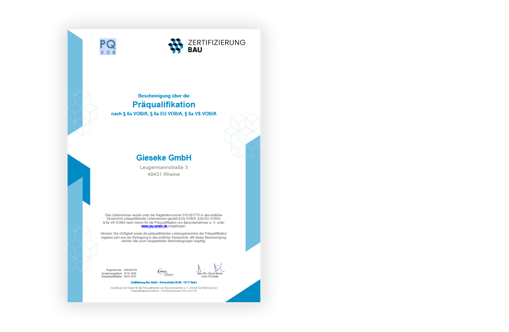 Zertifikation für Präqualifikation