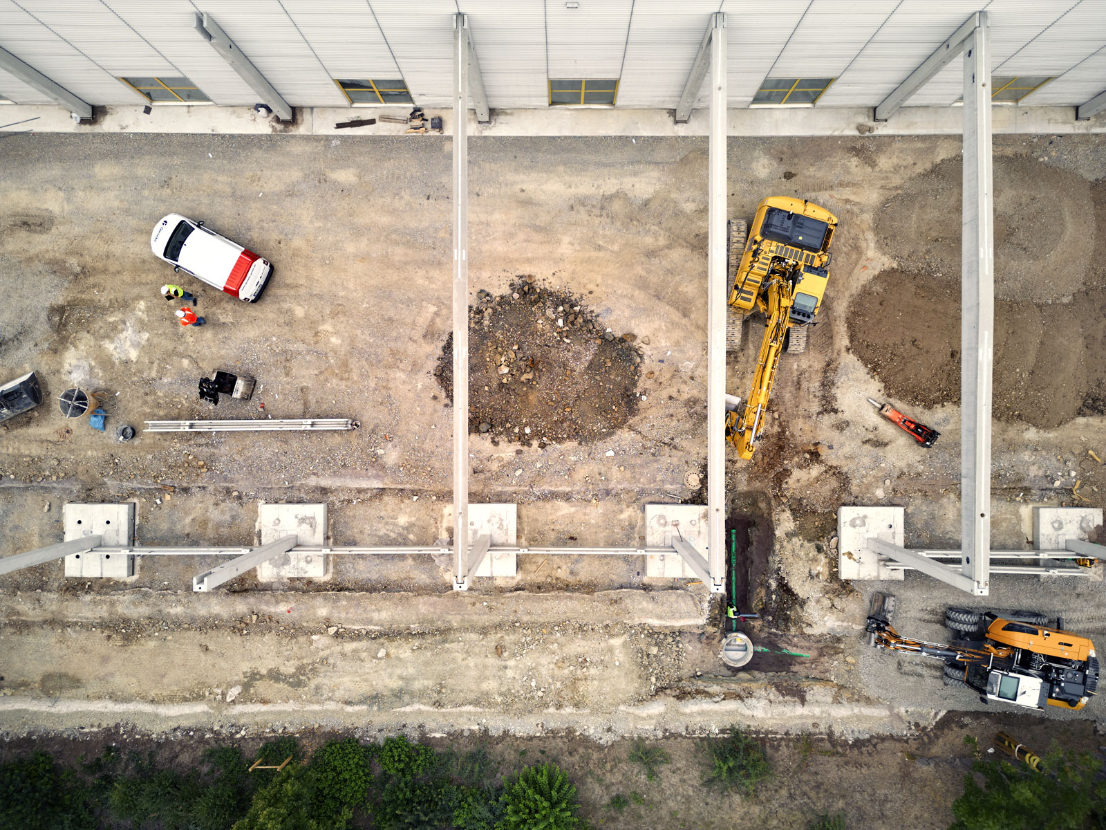 hochbau logistik baustelle von oben drohne 