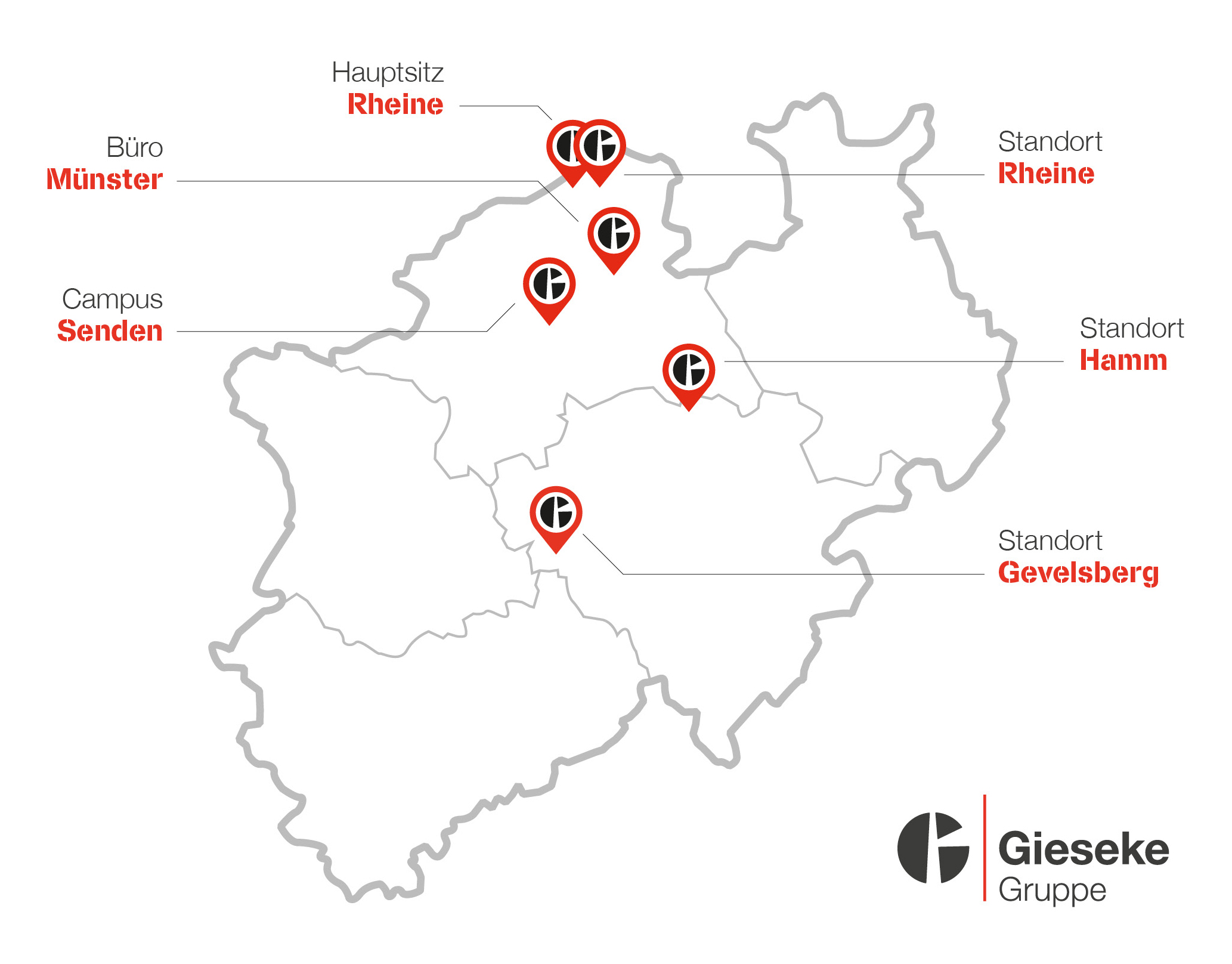 Karte mit Standorten von Unternehmensgruppe