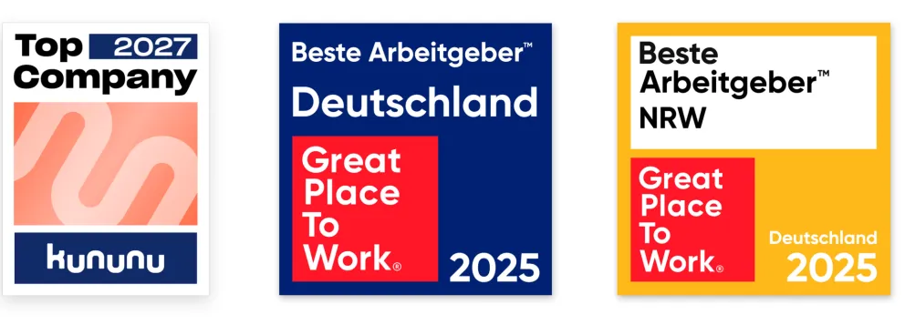 Arbeitgebersiegel von kununu 2027 und Great Place to Work 2025